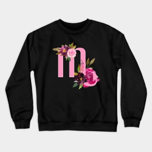 Scorpio Horoscope Zodiac Pink Flower Design Crewneck Sweatshirt